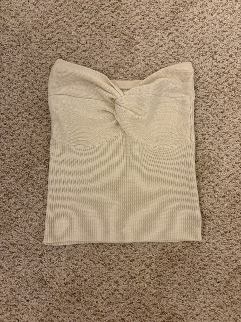 Amazon Essentials Cream Off-Shoulder Twist Knit Sweater Top